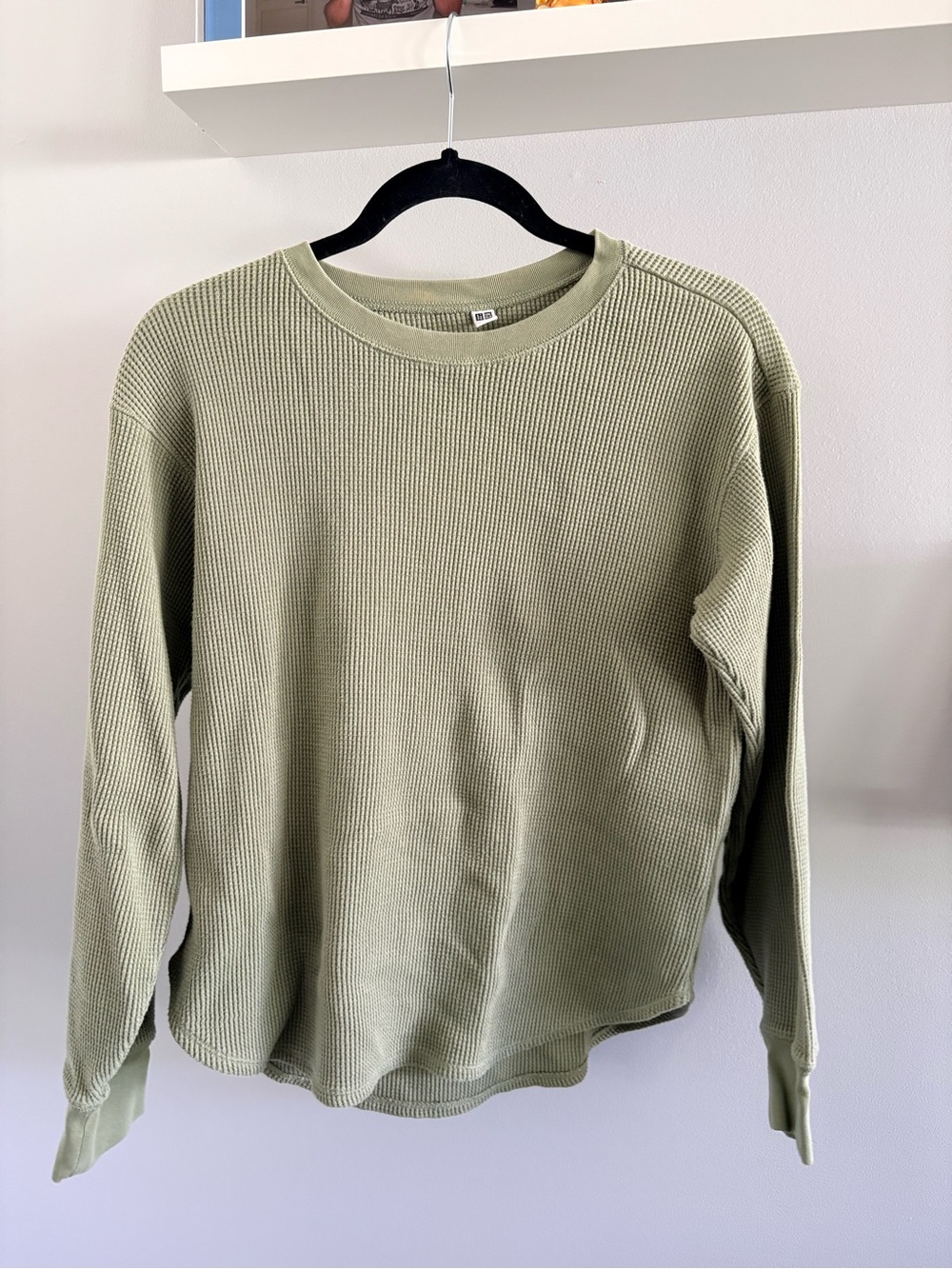 Uniqlo Men's Waffle Crewneck Sweater - Olive